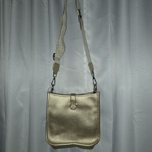Genuine LEATHER Gold Swing Small CROSSBODY Bag